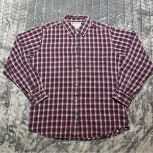 Columbia Men's Plaid Button-Down Shirt - Pink and Black